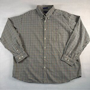 J Ashford Mens Shirt XXL Button Down Long Sleeve Checker Blue Rust Red‎